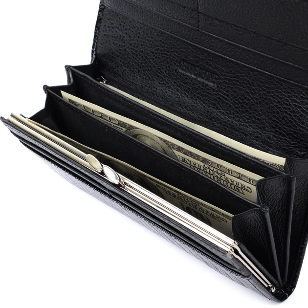 Женский кошелек из натуральной лакированной кожи ST Leather 22679 черный - изображение 8