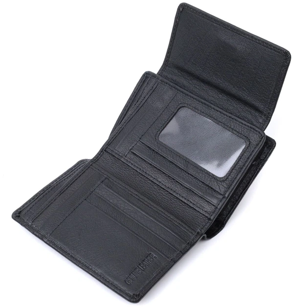 Практичний гаманець із монетницею з натуральної шкіри ST Leather 22740 чорний - зображення 8