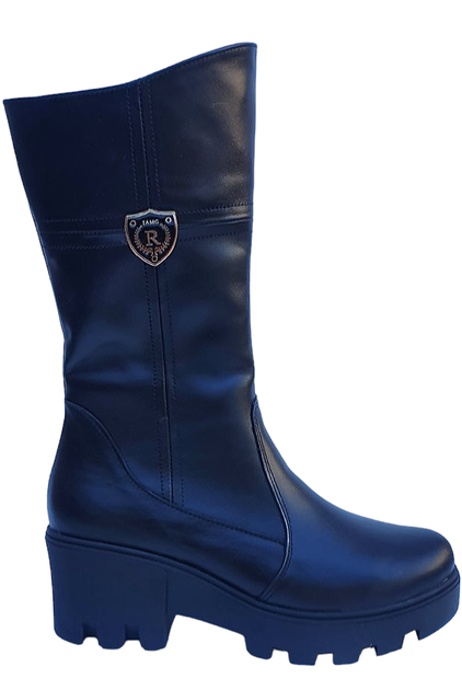 Напівчоботи жіночі шкіряні на блискавці 38 Сині - зображення 2