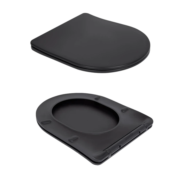 Унитаз подвесной Qtap Robin New Ultra Quiet безободочный с сиденьем Soft-close MATT BLACK QT13332381АSMB - изображение 8