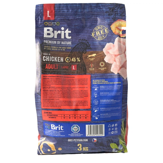 Сухий корм Brit Premium Dog Adult L для дорослих собак великих порід з мʼясом курки 3 кг - зображення 2