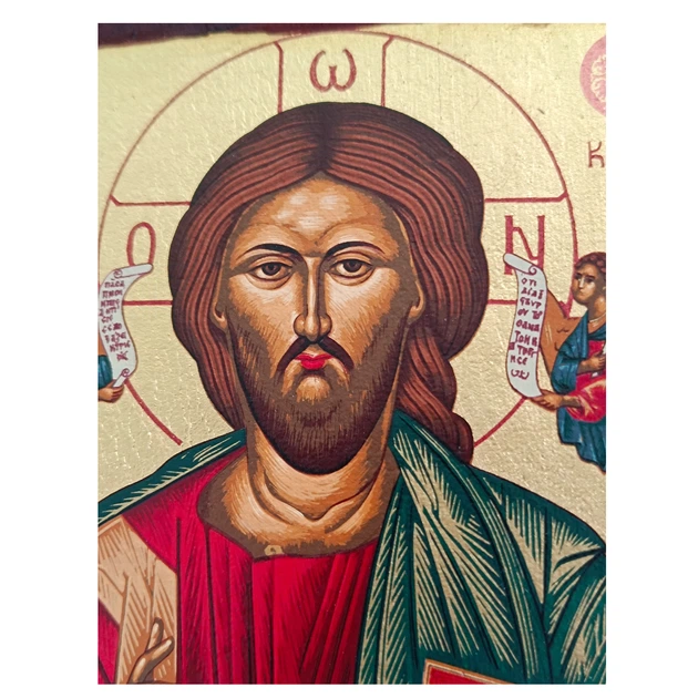 Писаная греческая икона Иисус Христос Вседержитель 18×23 см - изображение 5