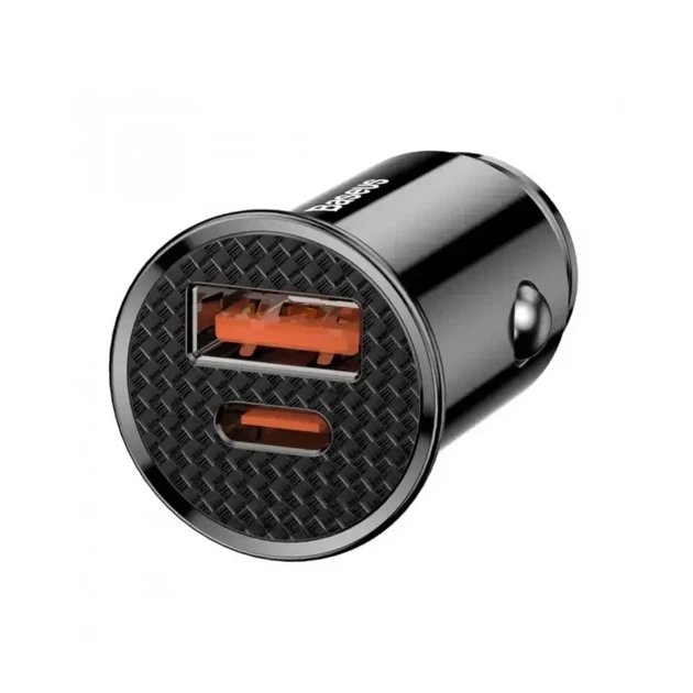 Автомобільний зарядний пристрій Baseus 5A 30W usb+usb C (CCYS-D01) - чорний - Фото 1 Автомобільний зарядний пристрій Baseus 5A 30W usb+usb C (CCYS-D01) - чорний - зображення 1