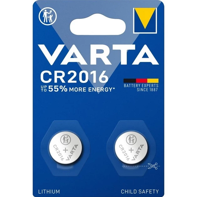 Батарейка Varta CR2016 2 шт. (BAT0240) - Фото 1 Батарейка Varta CR2016 2 шт. (BAT0240) - изображение 1