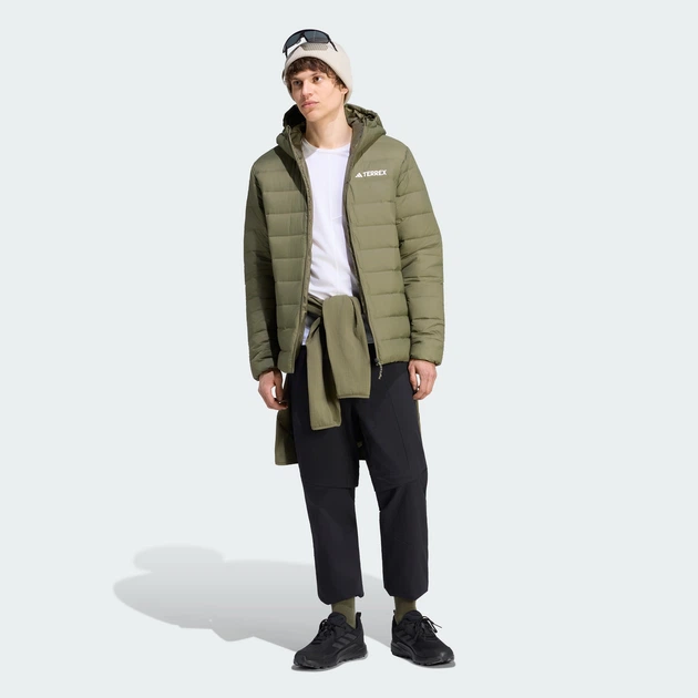 Мужская куртка Terrex Multi Essentials CLIMAWARM Light Down Hooded adidas KE9890 (S) зеленый (4068816011432) - Фото 3 Мужская куртка Terrex Multi Essentials CLIMAWARM Light Down Hooded adidas KE9890 (S) зеленый (4068816011432) - изображение 3