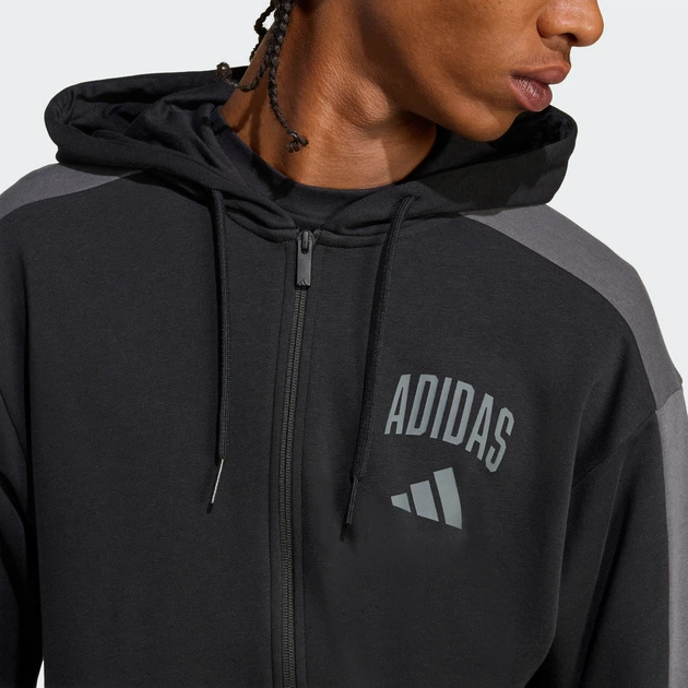 Чоловіча толстовка COLLEGIATE FRENCH TERRY FULL-ZIP HOODED adidas KH2762 (XS) чорний (4068822364089) - Фото 5 Чоловіча толстовка COLLEGIATE FRENCH TERRY FULL-ZIP HOODED adidas KH2762 (XS) чорний (4068822364089) - зображення 5