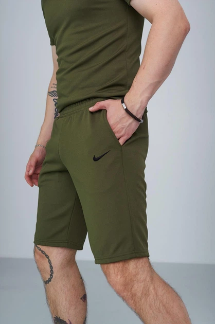 Мужские шорты Kukuruza Nike хаки спортивные повседневные летние базовые удобные стильные трикотажные для мужчин и парней/M - изображение 3