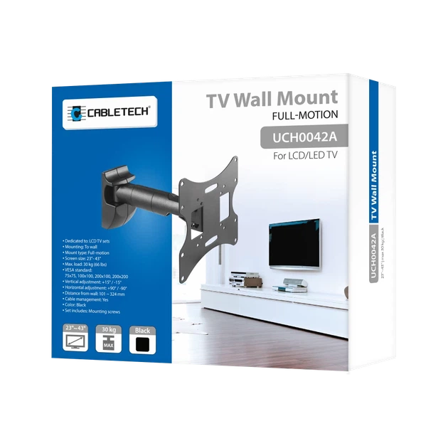 Кронштейн настенный Cabletech для TV 23-43" Black (UCH0042A) - Фото 13 Кронштейн настенный Cabletech для TV 23-43" Black (UCH0042A) - изображение 13