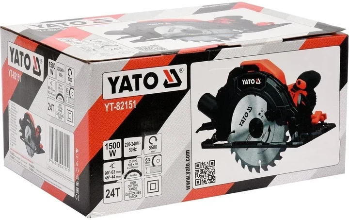 Пила дисковая сетевая YATO 1500 Вт диск 185 x 20 мм YT-82151 - изображение 3