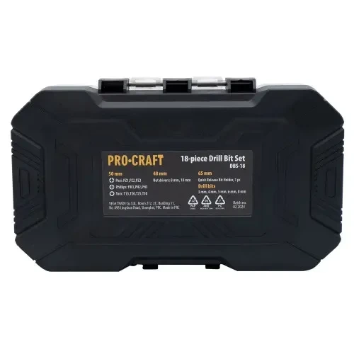 Набор бит и сверл 18 шт Procraft DBS-18 для шуруповерта в кейсе - Фото 5 Набор бит и сверл 18 шт Procraft DBS-18 для шуруповерта в кейсе - изображение 5