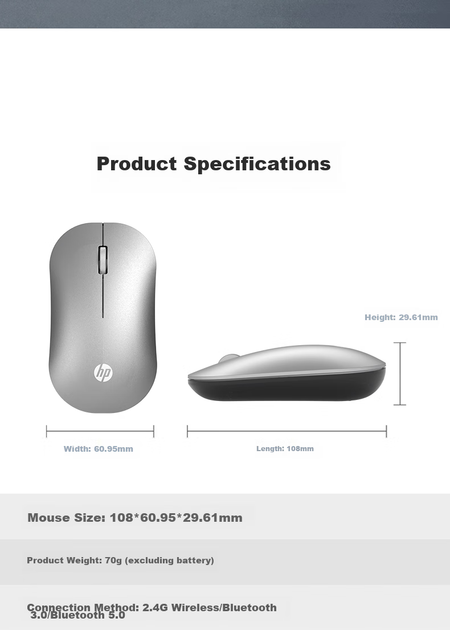 Мышь HP DM10 Wireless Silver - Фото 3 Мышь HP DM10 Wireless Silver - изображение 3