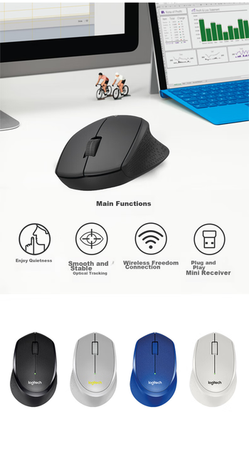 Мышь Logitech M330 Silent Plus Wireless Grey - Фото 3 Мышь Logitech M330 Silent Plus Wireless Grey - изображение 3