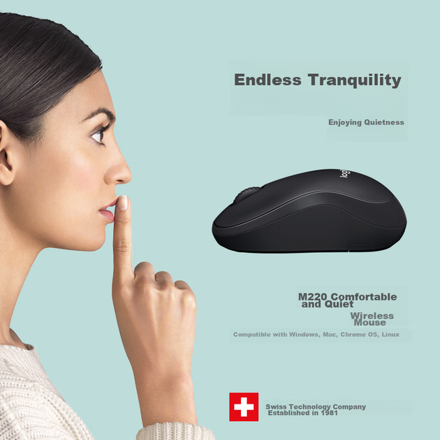Мышь Logitech M220 Silent Wireless Black/Grey - Фото 2 Мышь Logitech M220 Silent Wireless Black/Grey - изображение 2