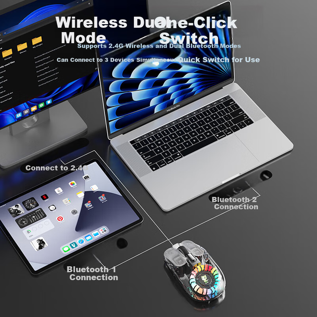 Миша B.O.W MD508L Wireless/Bluetooth Silver - зображення 3