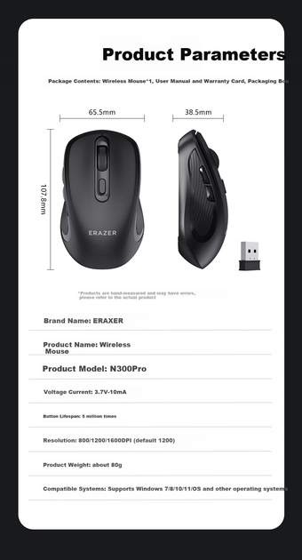 Мышь Lenovo ERAZER N300 Pro Wireless/Bluetooth Black - изображение 7