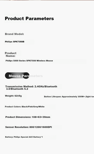 Мышь Philips SPK7538 Wireless White - Фото 3 Мышь Philips SPK7538 Wireless White - изображение 3