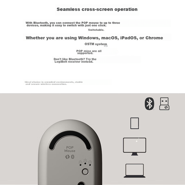 Мышь Logitech POP Bluetooth Smoky Grey - изображение 7