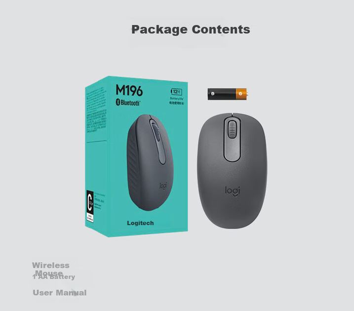 Мышь Logitech M196 Bluetooth Graphite - Фото 4 Мышь Logitech M196 Bluetooth Graphite - изображение 4