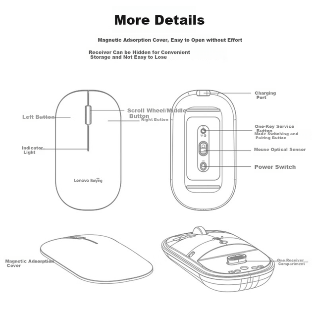 Мышь Lenovo MD21 Wireless Grey - изображение 8