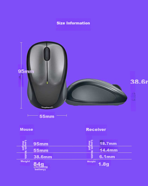 Мышь Logitech M235 Wireless Black - изображение 7