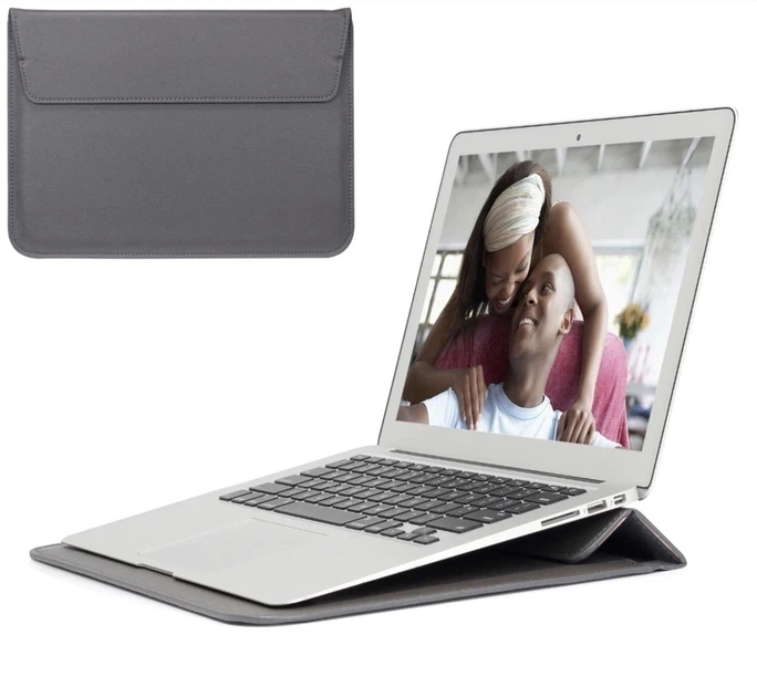 Защитный чехол-папка Leather PU с подставкой для охлаждения для MacBook 13"/Pro/Air, M1 / M2 / M3, Серый - Фото 5 Защитный чехол-папка Leather PU с подставкой для охлаждения для MacBook 13"/Pro/Air, M1 / M2 / M3, Серый - изображение 5