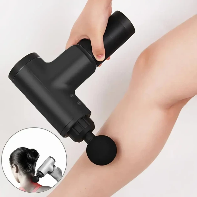 Портативный массажер для тела и 4 насадки, от USB, Fascial Gun KH-320, Черный / Ручной мышечный вибромассажер - Фото 3 Портативный массажер для тела и 4 насадки, от USB, Fascial Gun KH-320, Черный / Ручной мышечный вибромассажер - изображение 3