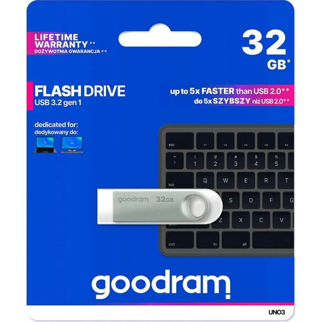 USB флеш накопитель Goodram 32GB UNO3 Steel USB 3.2 (UNO3-0320S0R11) - изображение 5