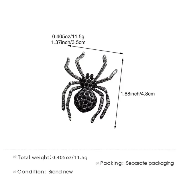 Брошка павук Spider шпилька у вигляді чорного павука з кристалами - Фото 6 Брошка павук Spider шпилька у вигляді чорного павука з кристалами - зображення 6