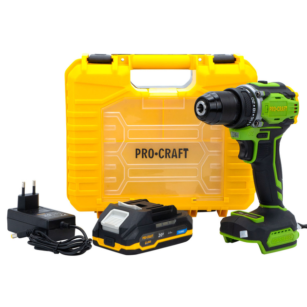 Аккумуляторный шуруповерт Procraft PA18Pro 20 В, бесщеточный, 30 Нм, 1 АКБ 2 Аг, ЗУ, кейс - изображение 7