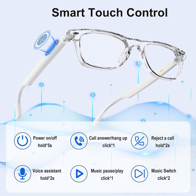 Умные AI-очки Domhong Bluetooth, перевод 164 языков, Open-Ear аудио, микрофон, Hands-Free, UV/Blue Light - Фото 8 Умные AI-очки Domhong Bluetooth, перевод 164 языков, Open-Ear аудио, микрофон, Hands-Free, UV/Blue Light - изображение 8