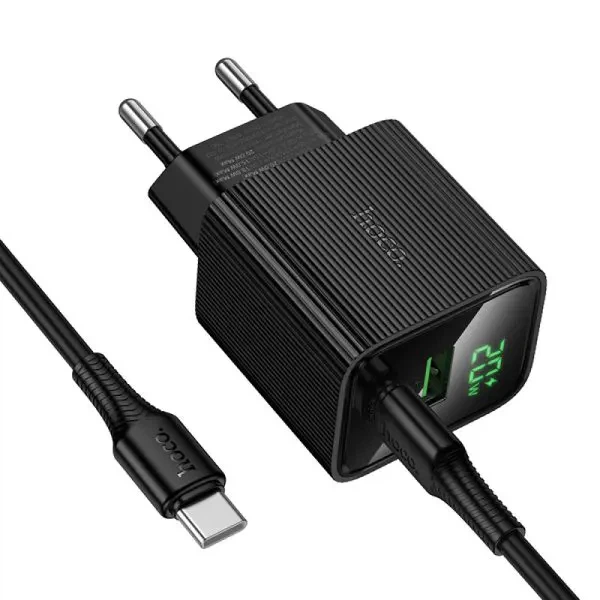 Зарядне HOCO CS83A PD20W Type-C/1USB LED чорний - изображение 4