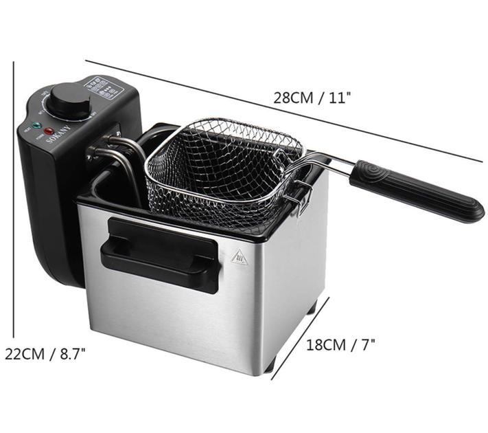 Фритюрница электрическая Sokany WJ-804 1000 Вт 1.5 л с регулировкой температуры Серебристая/Черная - изображение 4