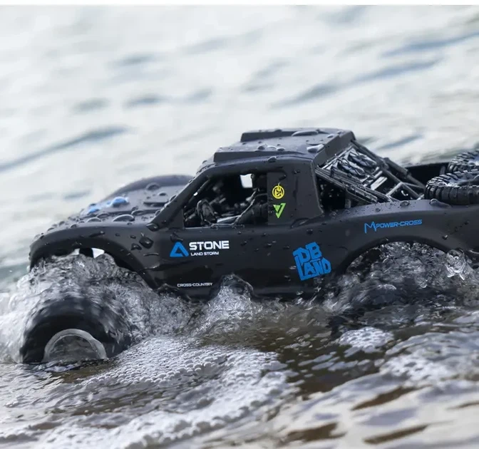 Радиоуправляемая машинка-амфибия JJRC Q156 (1:16) для суши и воды Черный с красным - изображение 12