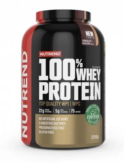 Сироватковий протеїн Nutrend 100% Whey Protein 2250 г шоколад та лісовий горіх - Фото 1 Сироватковий протеїн Nutrend 100% Whey Protein 2250 г шоколад та лісовий горіх - зображення 1