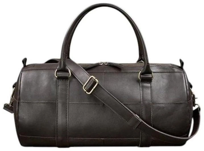 Чоловіча шкіряна дорожня сумка Harper (barrel bag) з натуральної шкіри Krast з ременем темно-коричнева 59749 - зображення 3