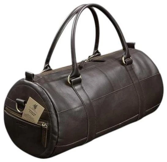 Чоловіча шкіряна дорожня сумка Harper (barrel bag) з натуральної шкіри Krast з ременем темно-коричнева 59749 - зображення 4