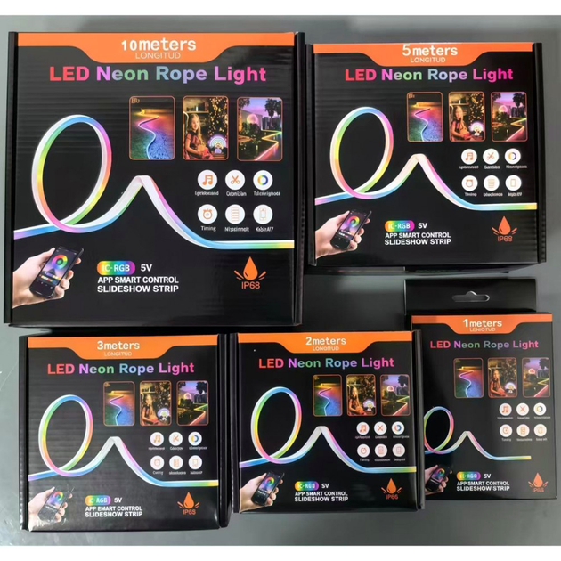 LED лента RGB Неоновая Веревка 10м 5V Bluetooth IP65 для подсветки помещения - изображение 2