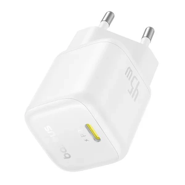 Зарядний пристрій Baseus PicoGo GaN Fast Charger 45W Мережевий адаптер Type-С зі швидкою зарядкою PD3.0/QC3.0/AFC/SCP/FCP, Білий - зображення 3