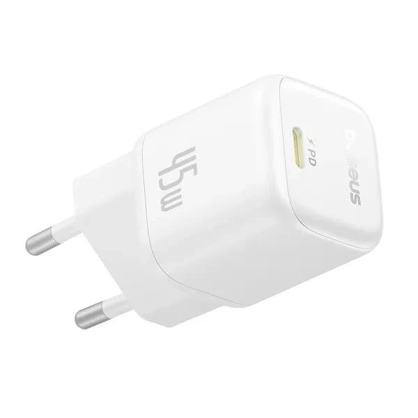 Зарядний пристрій Baseus PicoGo GaN Fast Charger 45W Мережевий адаптер Type-С зі швидкою зарядкою PD3.0/QC3.0/AFC/SCP/FCP, Білий - зображення 5