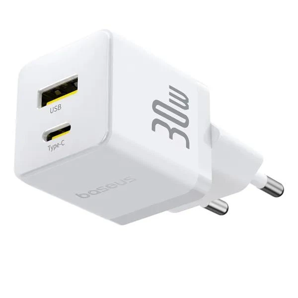 Зарядний пристрій Baseus Palm Fast Charger 30W Мережевий адаптер Type-C/USB зі швидкою зарядкою QC3.0/PD3.0 та кабелем Type-C to Type-C 60W, Білий - Фото 5 Зарядний пристрій Baseus Palm Fast Charger 30W Мережевий адаптер Type-C/USB зі швидкою зарядкою QC3.0/PD3.0 та кабелем Type-C to Type-C 60W, Білий - зображення 5
