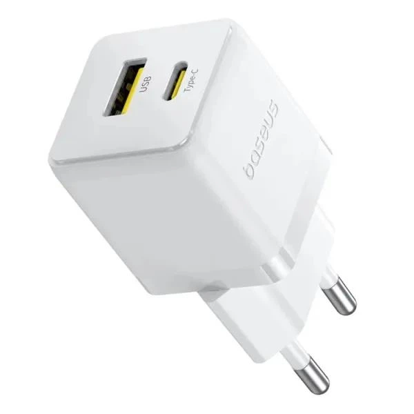 Зарядний пристрій Baseus Palm Fast Charger 20W Мережевий адаптер Type-C/USB зі швидкою зарядкою PD3.0/QC3.0, Білий - зображення 3