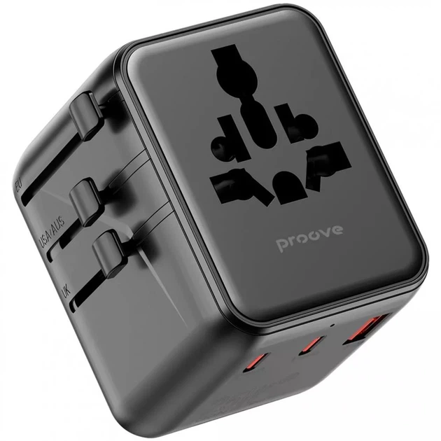 Зарядное устройство Proove Trip 25W Сетевой адаптер 2USB/Type-C/AC с быстрой зарядкой Черный - изображение 8