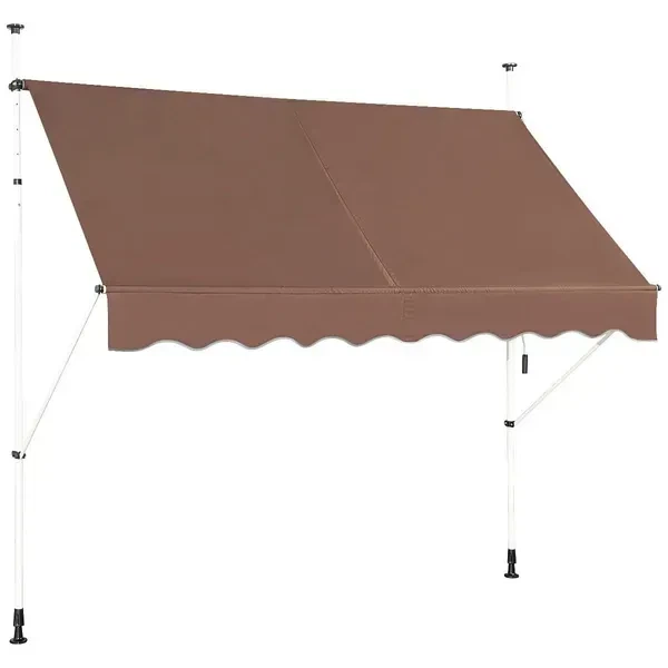 Балконна маркіза Costway 250×125 см з телескопічними стійками 200–300 см, кольору мокко - Фото 1 Балконна маркіза Costway 250×125 см з телескопічними стійками 200–300 см, кольору мокко - зображення 1