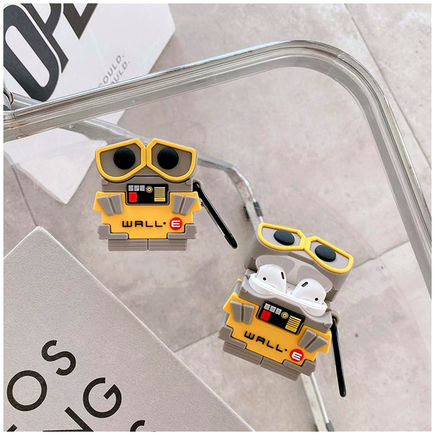 Чехол силиконовый противоударный для AirPods Pro Pro 2 3D Robot Wall-E защитный серый SR-547 - изображение 5