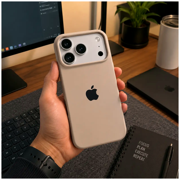 Чехол силиконовый Silicone Case Full для iPhone 17 Pro Max защита камеры с микрофиброй внутри Desert SR-547 - изображение 4