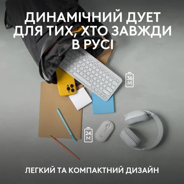 Комплект клавіатура та мишка Logitech Pebble 2 Combo Tonal White UA (920-012240) - зображення 9