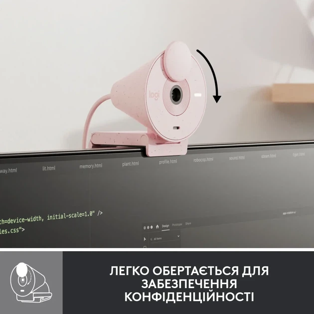 Веб-камера Logitech Brio 300 FHD Rose (960-001448) - изображение 5