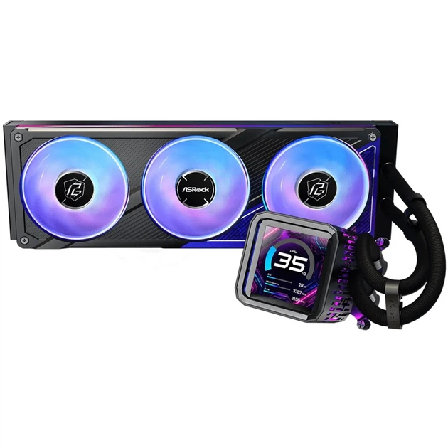 Система рідинного охолодження ASRock PHANTOM GAMING 360 LCD (360mm, 3x120mm ARGB, LCD Screen) - изображение 3
