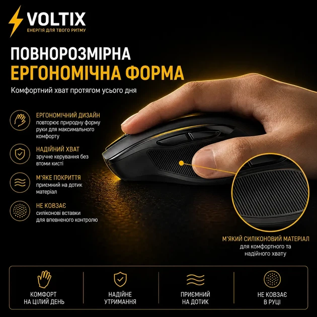 Беспроводная компьютерная мышь UGREEN MU006, 2.4G, бесшумная, 5 уровней DPI, эргономичная Синій - изображение 2