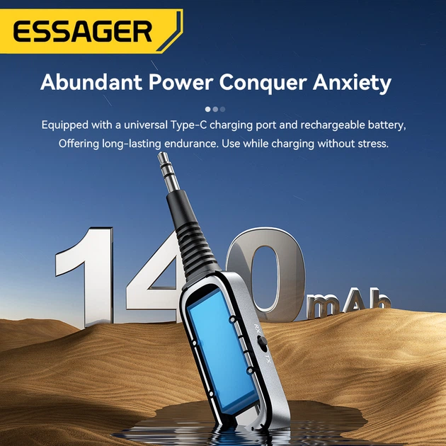 Bluetooth 5.1 AUX адаптер Essager ES-BT10 RX/TX Type-C - зображення 7